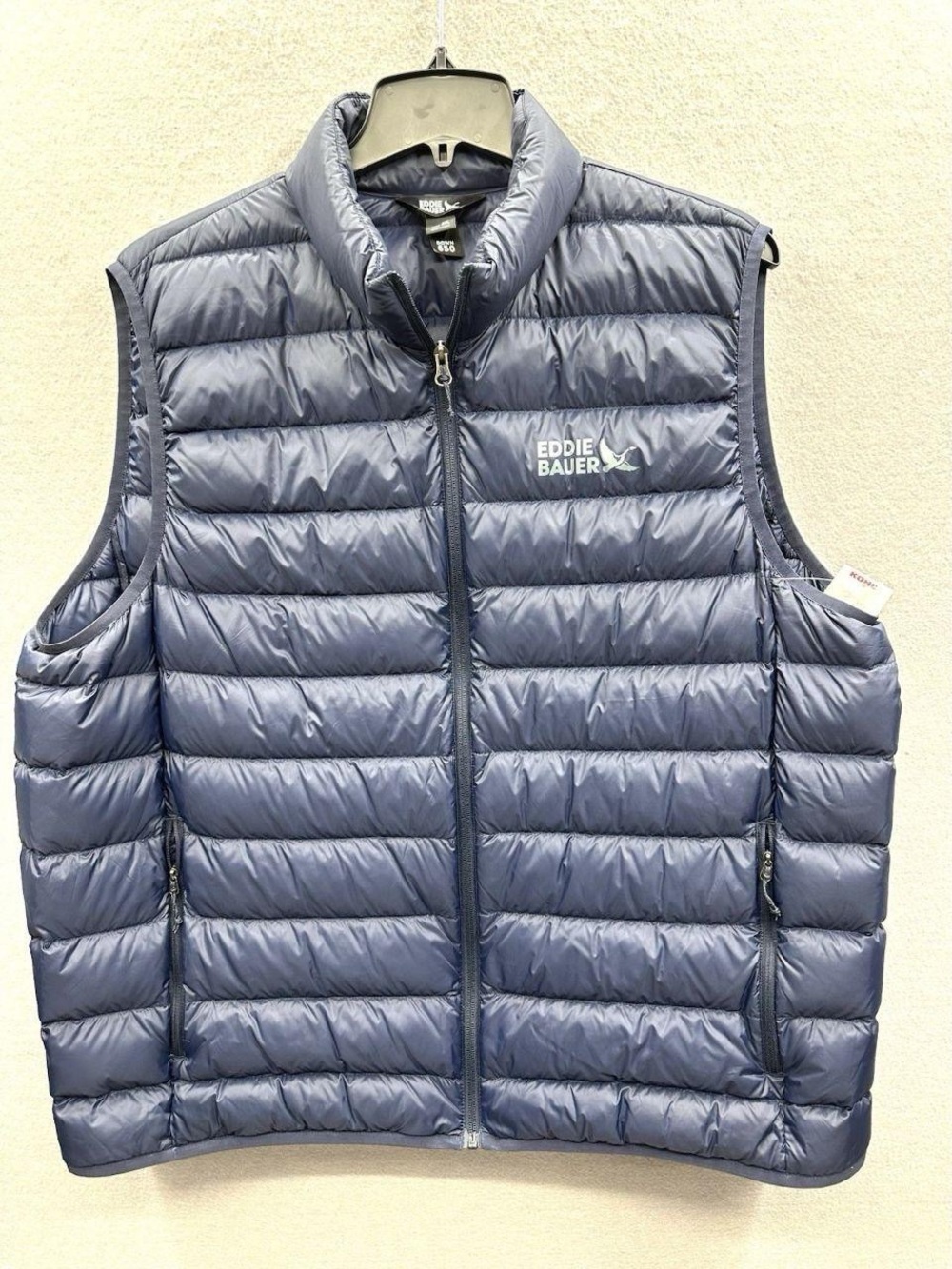 Eddie Bauer Puffer Vest Men Size 2XL EB650 Down Full Zip Blue Jacket Quilted